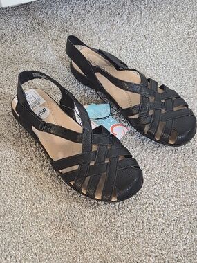 New Baretraps Black Women's Woven Slingback Sandals Size 9.5 wide